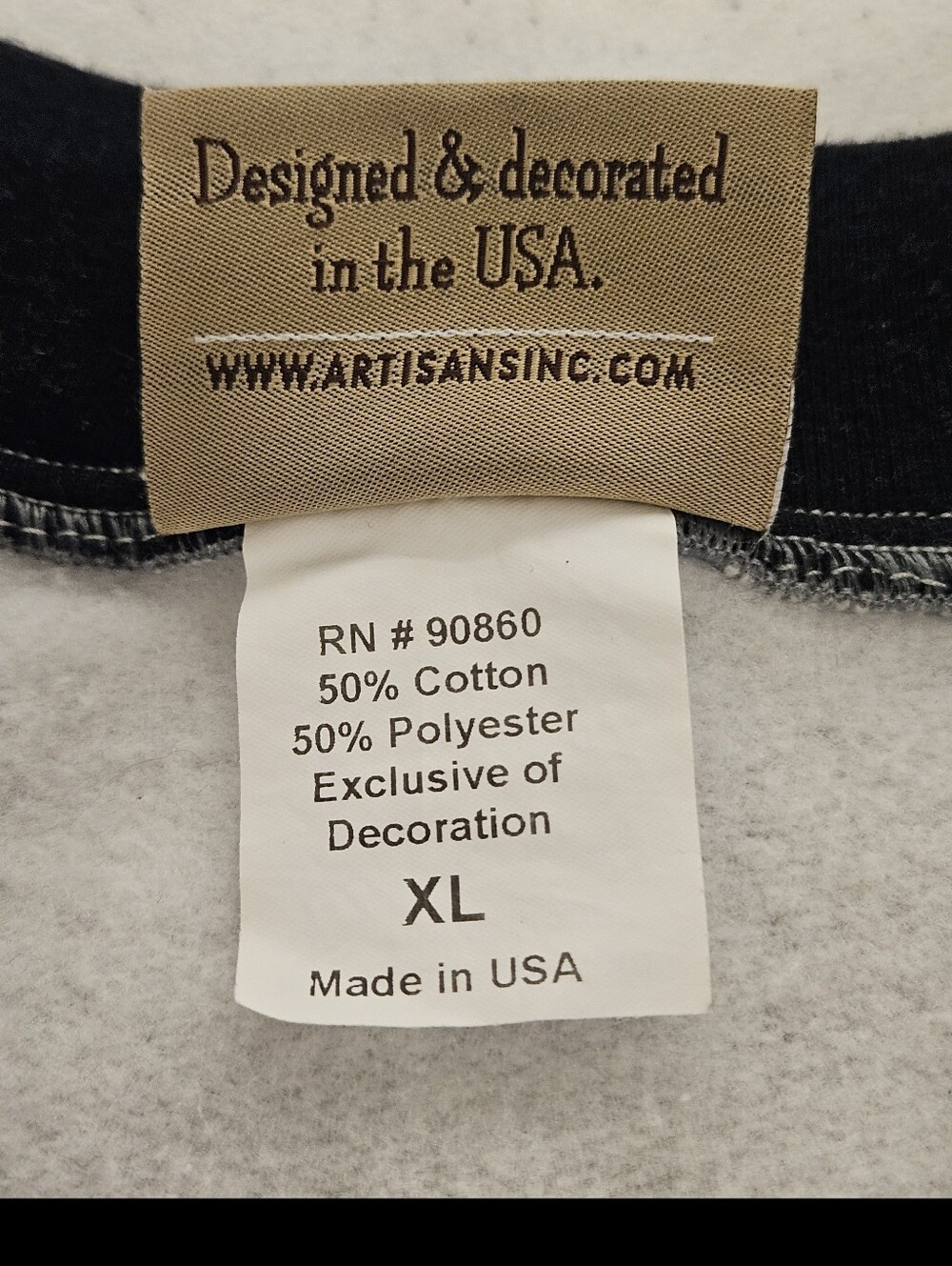 Vtg Artisan Gray Crewneck Sweatshirt with Wolf Pack Graphic w/ pockets  Sz XL - Picture 4 of 8